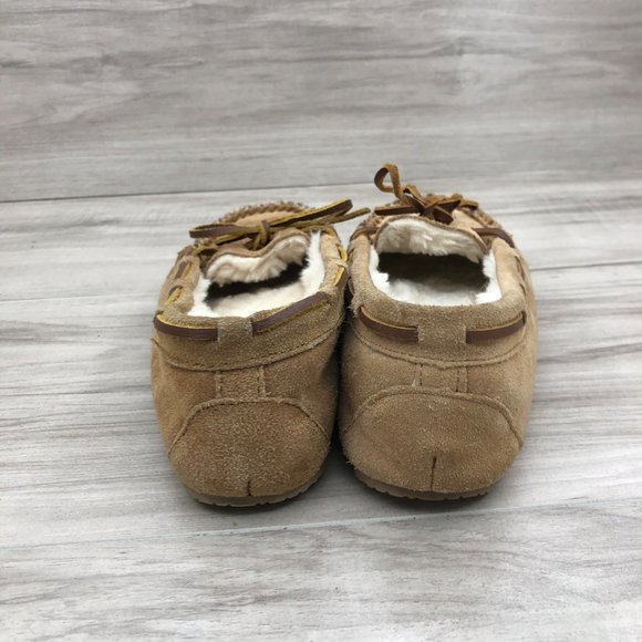 Minnetonka Slippers Kids 2 Brown Suede Slip On House Shoes - Picture 9 of 11